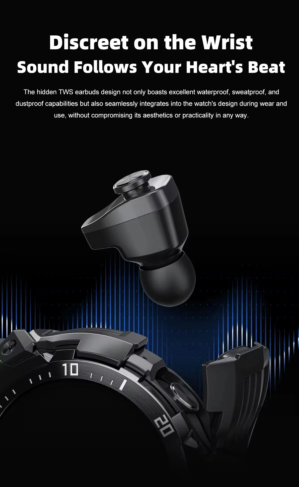 GT100 Pro سماعة أذن ذكية ، كومبو TWS لاسلكي ، سماعات أذن بلوتوث تتحدث ، سماعة تشغيل الموسيقى ، 2 في 1 ، ترقية جديدة