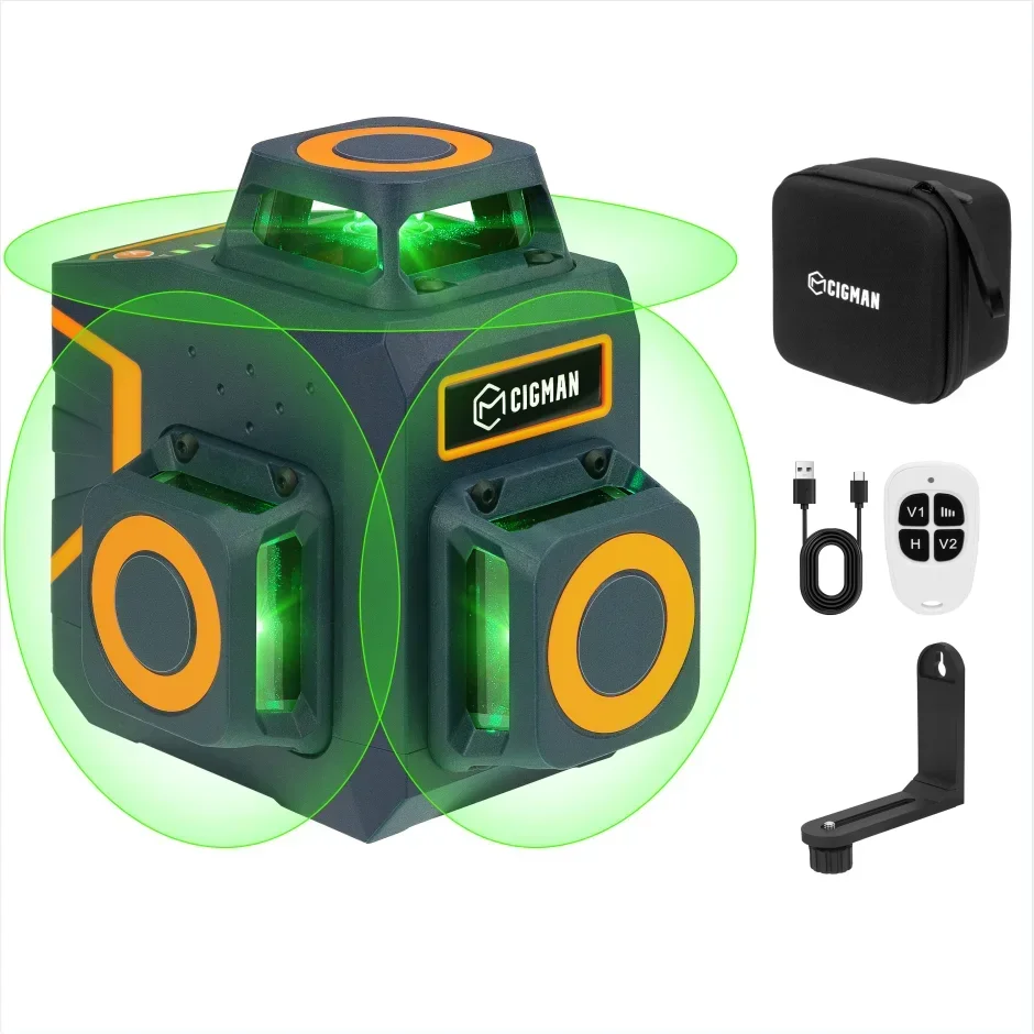 Hot-selling  CIGMAN CM-701SE Rotary Nivel Laser 360 Green self-leveling 12 Lines 3D Laser Level