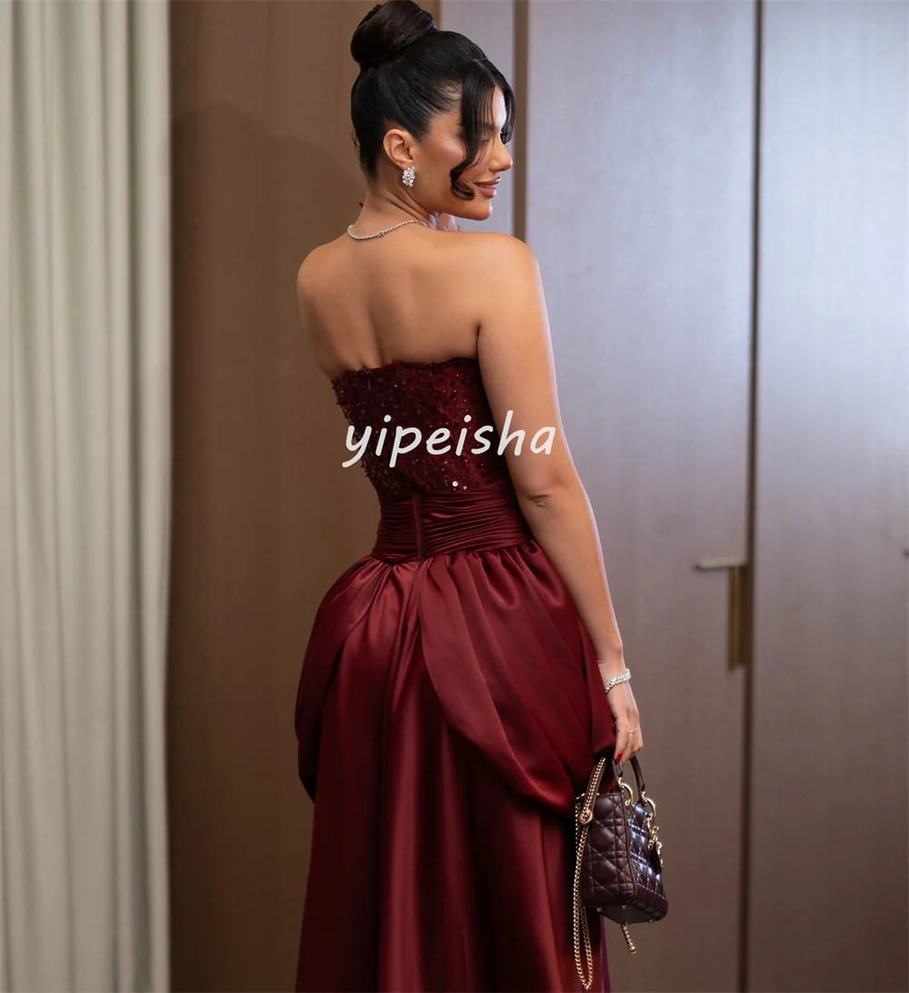 Customized Matching Fashion Pleat Draped A-line Strapless Long Dresses Bespoke Occasion Dresses Exquisite Sizes Available