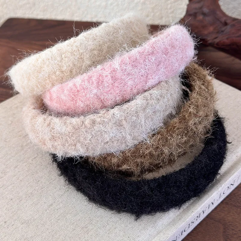 Moda nowe imitacje kaszmiru szerokie opaski na głowę dla kobiet dziewczyna Retro temperament opaska do włosów kobiece pluszowe obręcz do włosów akcesoria do włosów