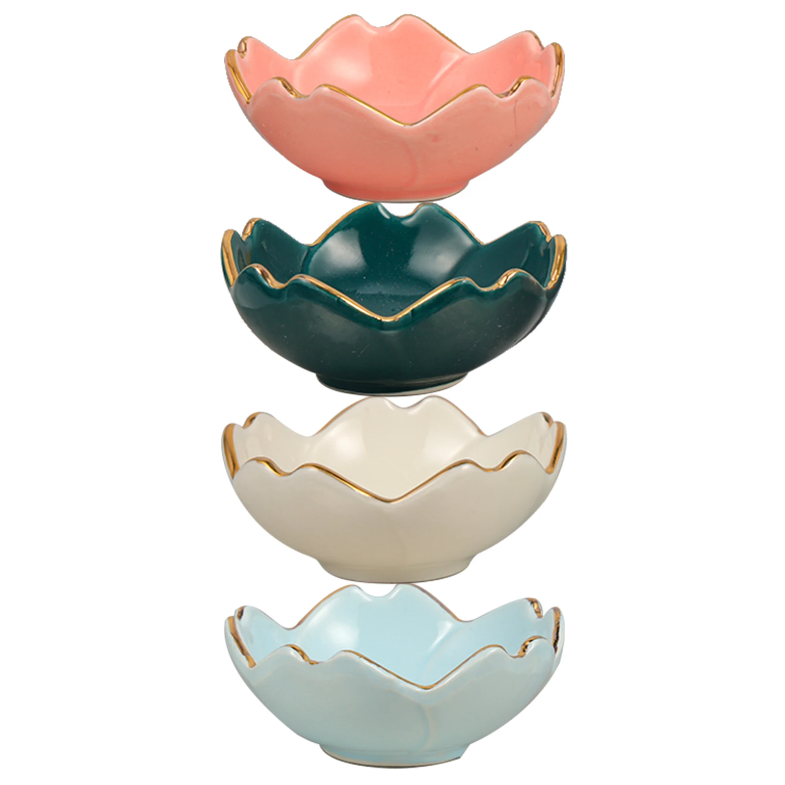 

4Pcs Ceramic Flower Shape Dipping Bowls Sauce Dishes Small Appetizers Serving Dish Home Decor Dipping Bowls Sauce Dishes