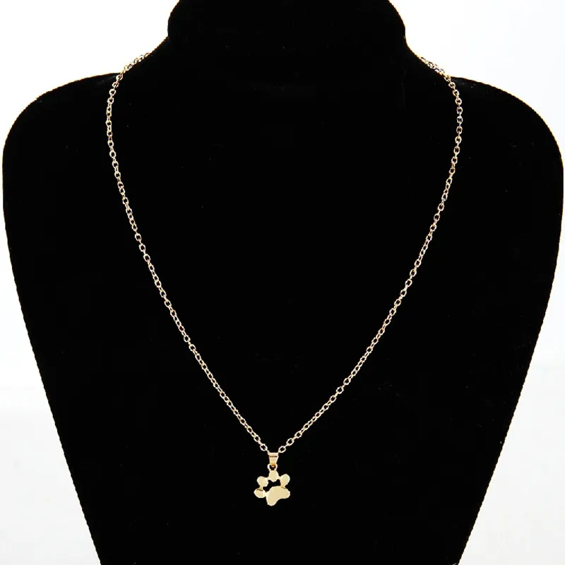 Hot Fashion Cute Pets Dogs Footprints Paw Gold/Silver Color Chain Necklace & Pendant Jewelry  For Women Girls Sweater Necklace