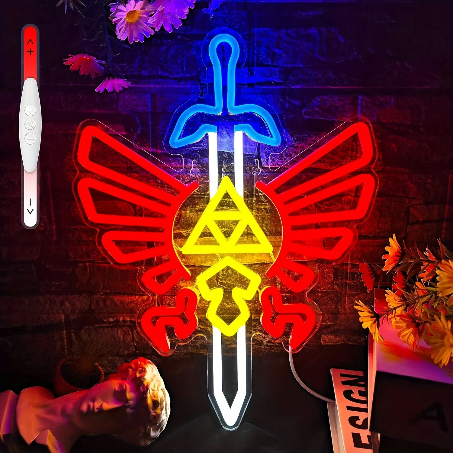 1 piece of LED neon sign, game player wall neon sign, game room decoration master sword, decorating bedroom boy neon sign