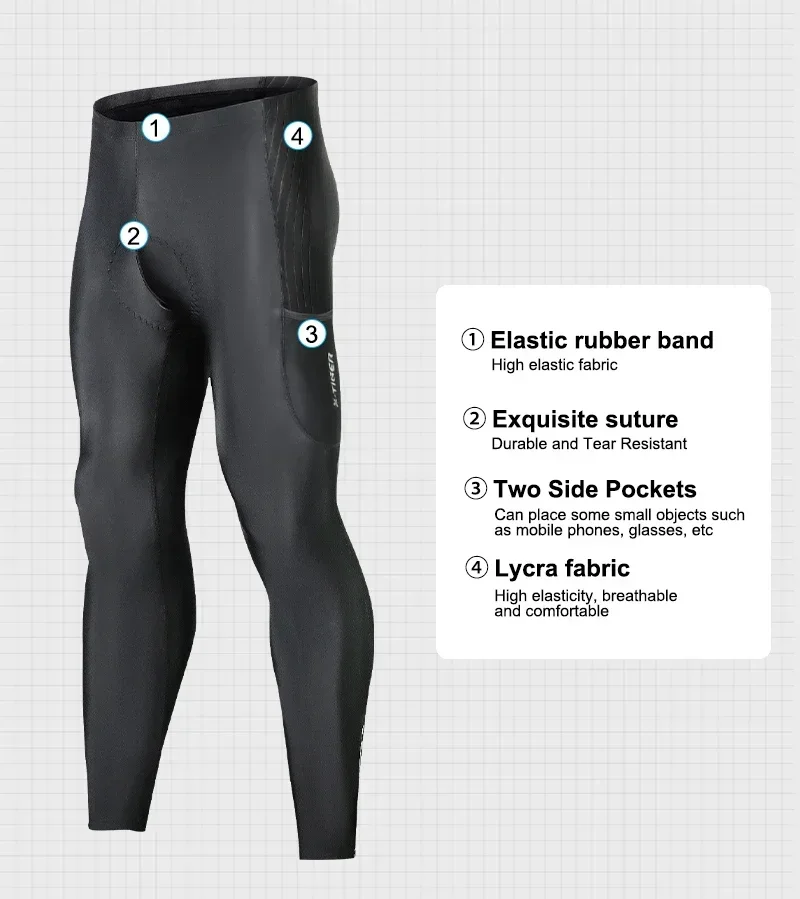 X-TIGER Männer Fahrrad hose 5d Gel gepolsterte Radhose Leggings Outdoor Reiten Mountain Road Fahrrad hose zwei Seiten bein Reiß verschlüsse – Detail 3