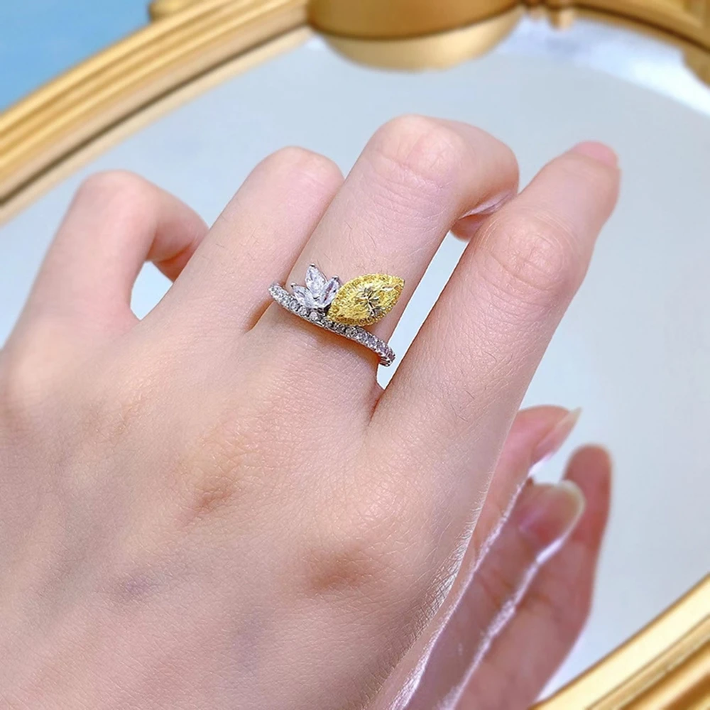 PuBang Fine Jewelry 925 Sterling Silver Yellow Gemstone Created Moissanite Ring for Women Anniversary Wedding Gift Free Shipping