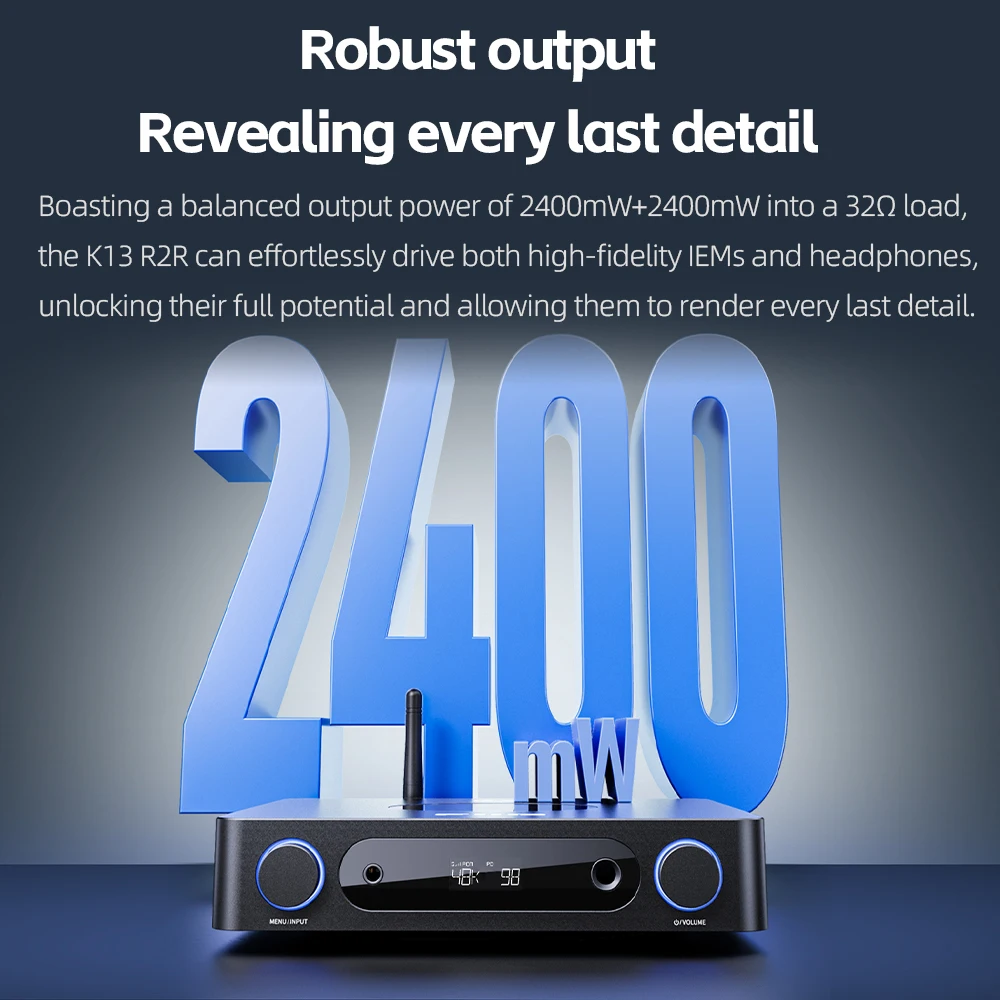 FiiO K13 R2R سطح المكتب DAC ومضخم سماعة الرأس، عالي الدقة 24 بت R2R DAC، مخرج قوي 2400 ميجاوات، بث بلوتوث LDAC،