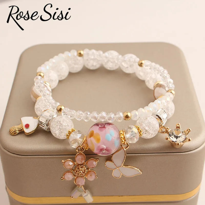 Korean Style fresh wrist bracelet for women outbreak beads elastic bracelets for women butterfly starfish girl jewelry for women