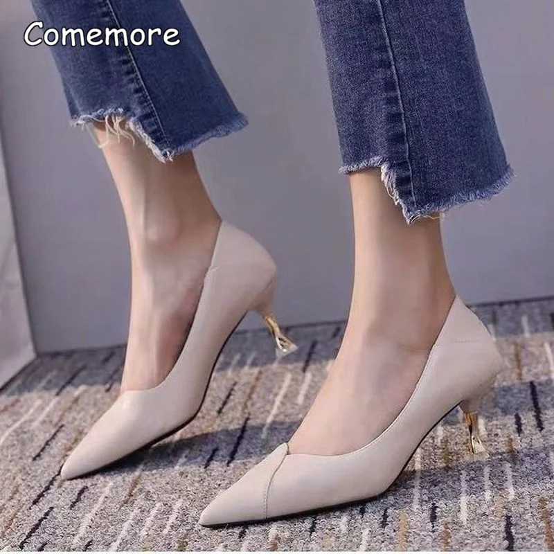 Comemore Pumps Heel Designer Shoes for Women Elegant Party High Heels Stiletto 2023 New Spring Summer Soft Leather Free Shipping