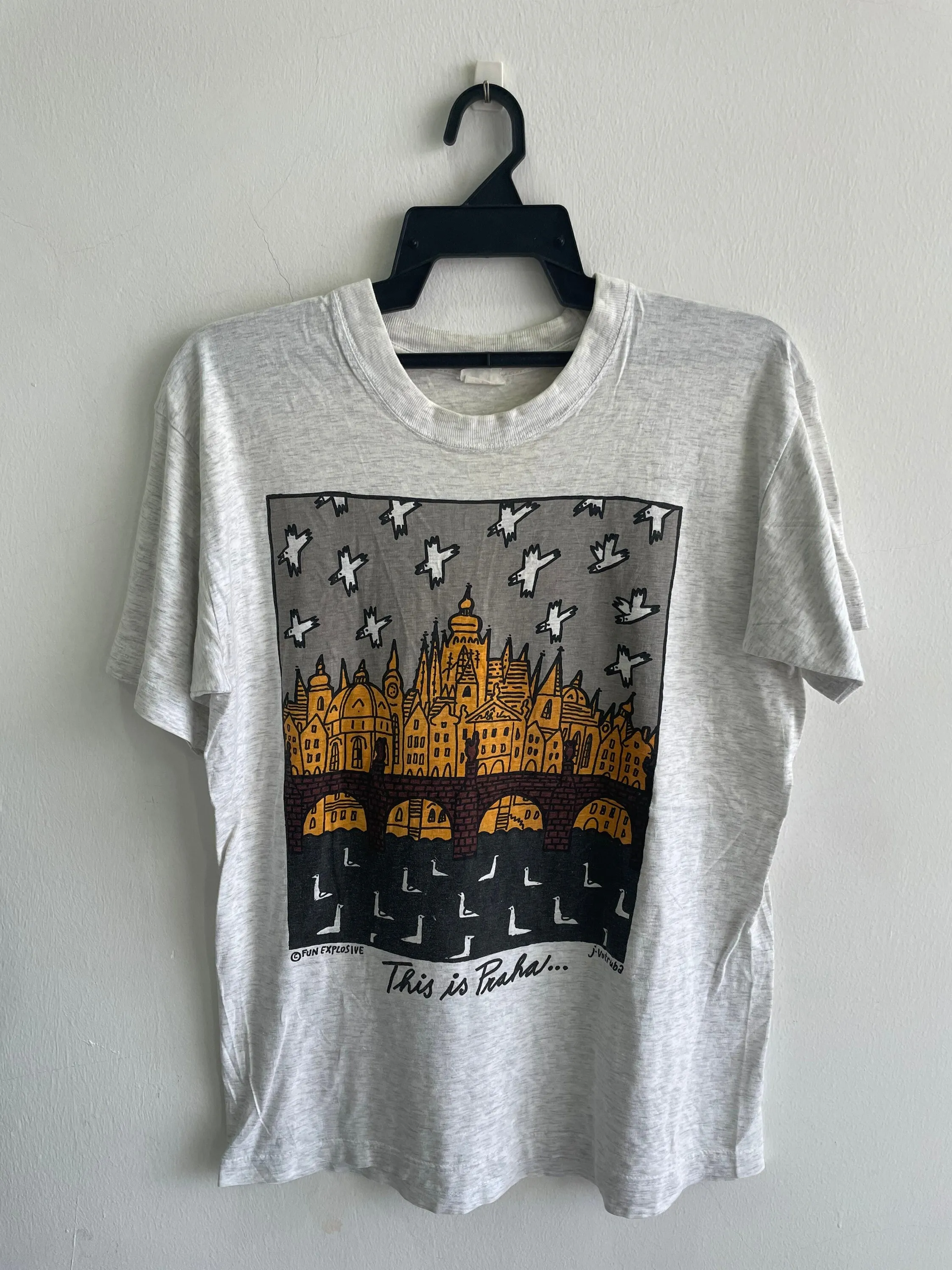 

Vintage 90 s This Is Praga By Fun Explosive John Votruba Art T Shirt