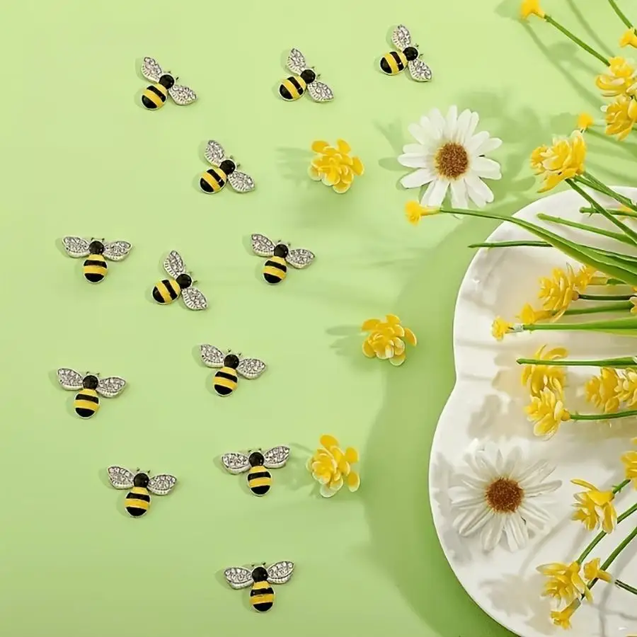 1/5/10/20/50/100pcs s/Set Colorful Inlaid Bee Pendant - Sparkling Jewelry Bee, Suitable for DIY Jewelry Making, Keychains, Scrap