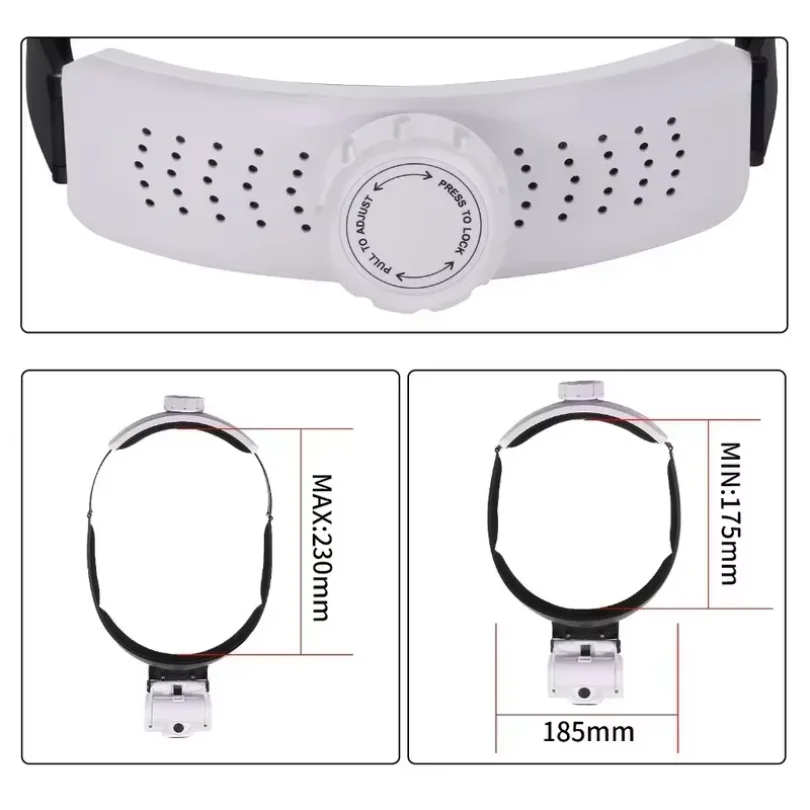 1-3.5X USB Rechargeable Head Magnifier Binocular Loupe LED Light Headband Magnifying Glass for Watch Repair Jewelry Craft Work