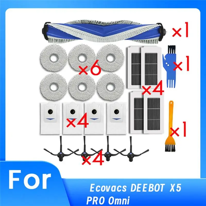 at19-エコバックス-deebot-x5-pro-オムニロボット掃除機用交換部品-ローラー-サイドブラシ-hepaフィルター-モップパッド-ダストバッグ