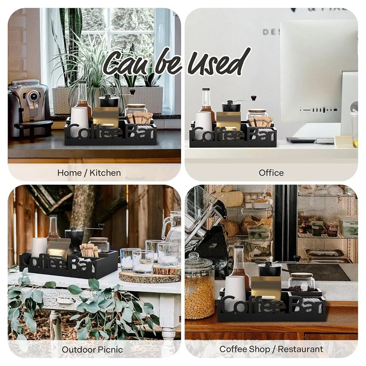 A24I Coffee Bar Organizer for Countertop - Elegant Wooden for Coffee Pods, Creamer, and Accessories