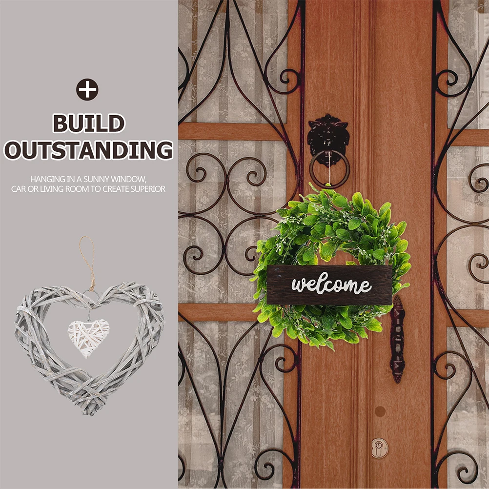 

3pcs Heart Shaped Hanging Decor Wall Living Room Door Window Mantel Party Table Wicker Rattan Wall Hanging Ornament
