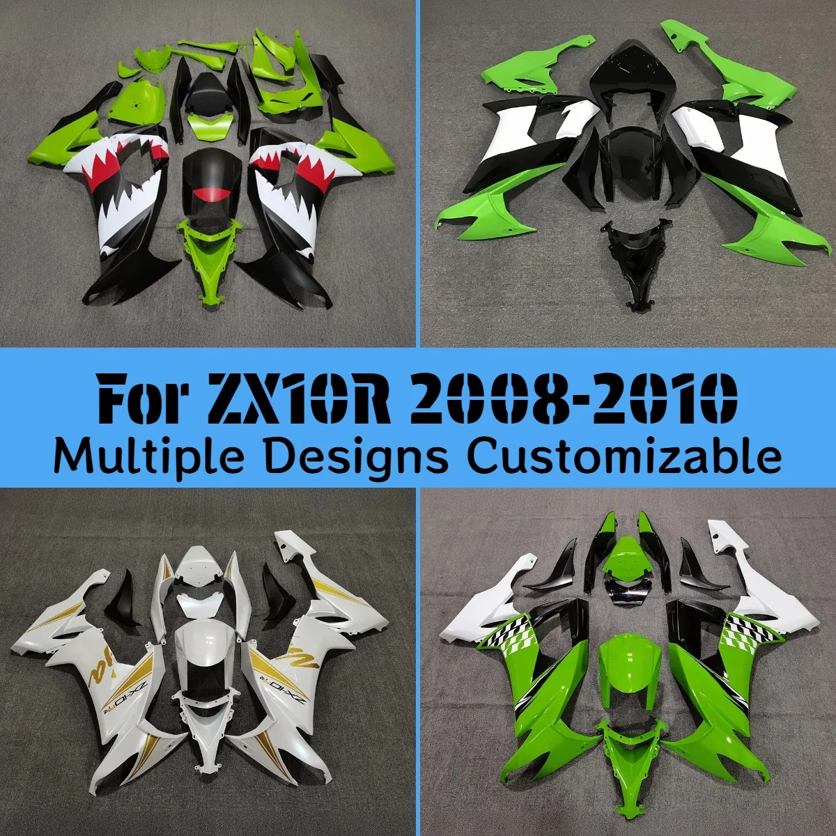 Carene di alta qualità ZX 10R 2008 2009 2010 Kit carenatura moto Set carrozzeria iniezione ABS per Kawasaki Ninja ZX10R 08 09 10