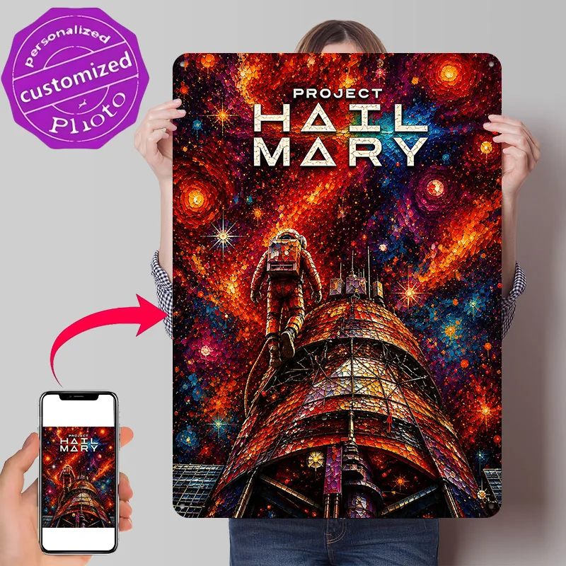 Project Hail Mary Astronaut in Space Metal Poster Perfect Gift for Fans Lovers Personalized Wall Art Metal Sign for Office Decor