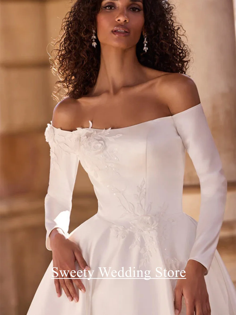 Nowoczesne suknie ślubne dla kobiet, szyte na miarę, z dekoltem w łódkę, długimi rękawami, aplikacjami, trenem typu sweep, gorsetem, suknia ślubna, robe mariée.