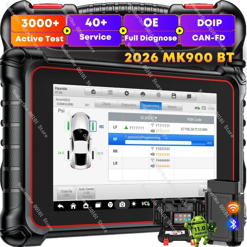 MK900BT automotive full system diagnostic instrument ECU coding oscilloscope detection full system scanning