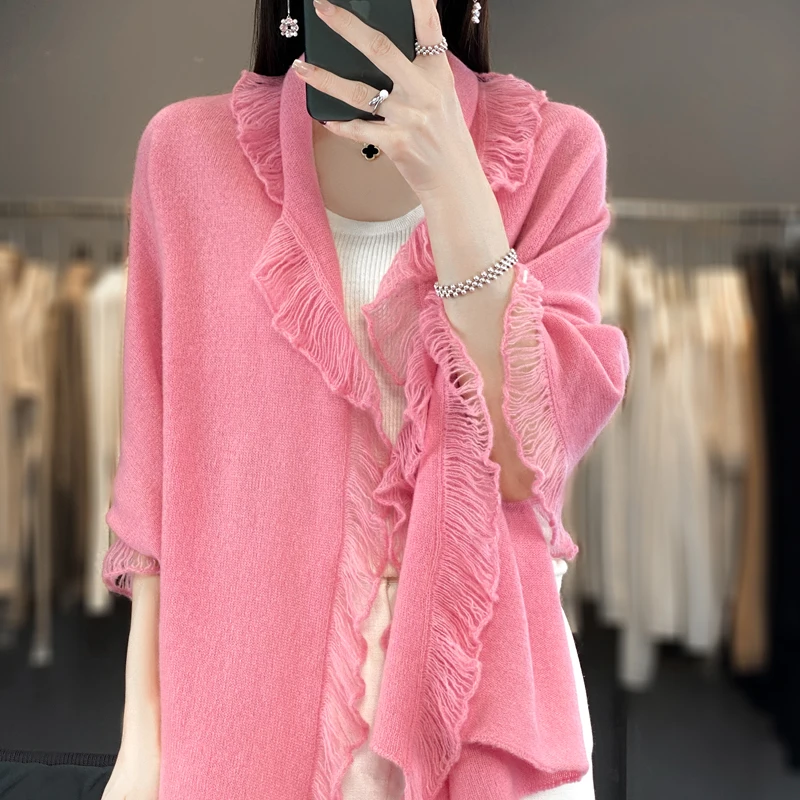 

2024 Hot 100% Merino wool Shawl Women Pashmina Tassels Perfect Accessories Wrap Casual Scarf Warm Cappa Soft Fashion Mantles