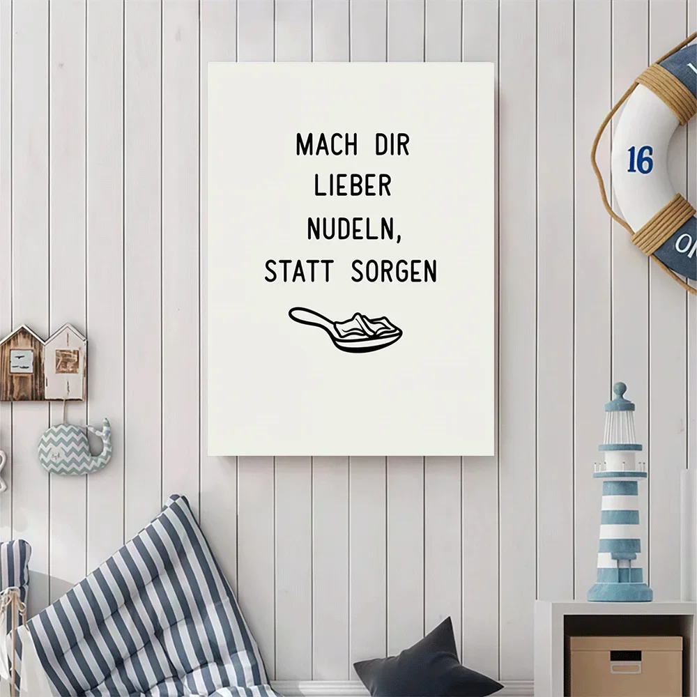 1pc frameless Canvas Painting 1PC-Unframed Canvas poster wall decoration  Make Pasta Instead of Worrying Quote Poster Art Print