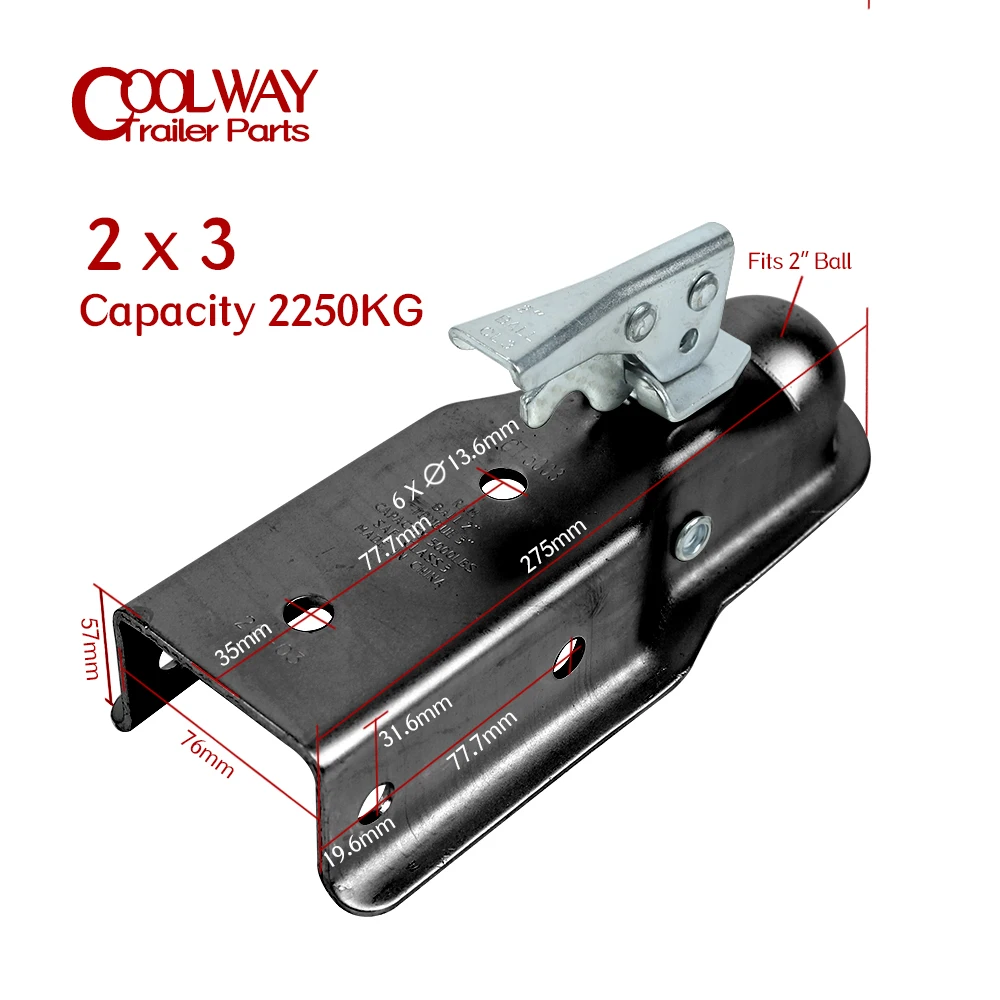 Black Straight Tongue Trailer Coupler For 2