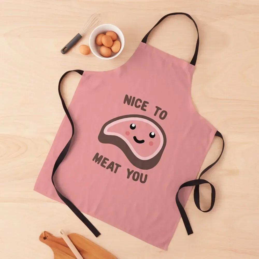 

Nice to Meat You Kawaii Steak Apron Men's Kitchen waterproof for women Waterproof Kitchen Woman Apron