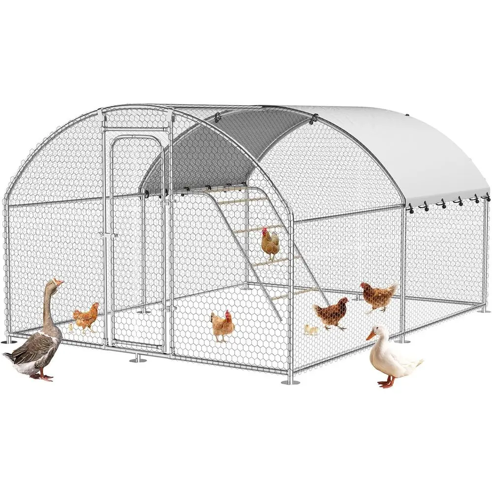 

Metal Chicken Coop Walk-in Poultry Cage with Waterproof UV Cover, Rabbit Duck Hen House with Roosting Perch for Backyard, Dome R