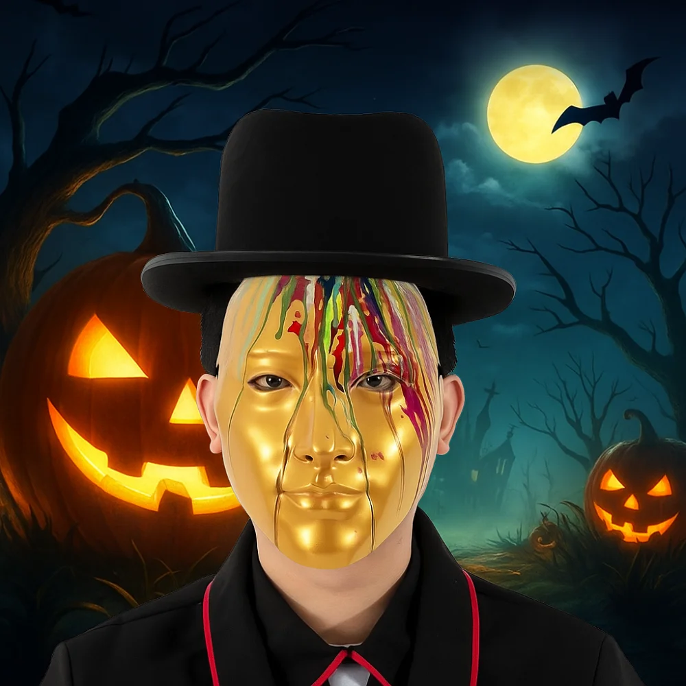 

Simple Plastic Phantom Paint Face Mask Colorful Flowing Full Face Mask Eye Mask Party Supplies Halloween Mask Party