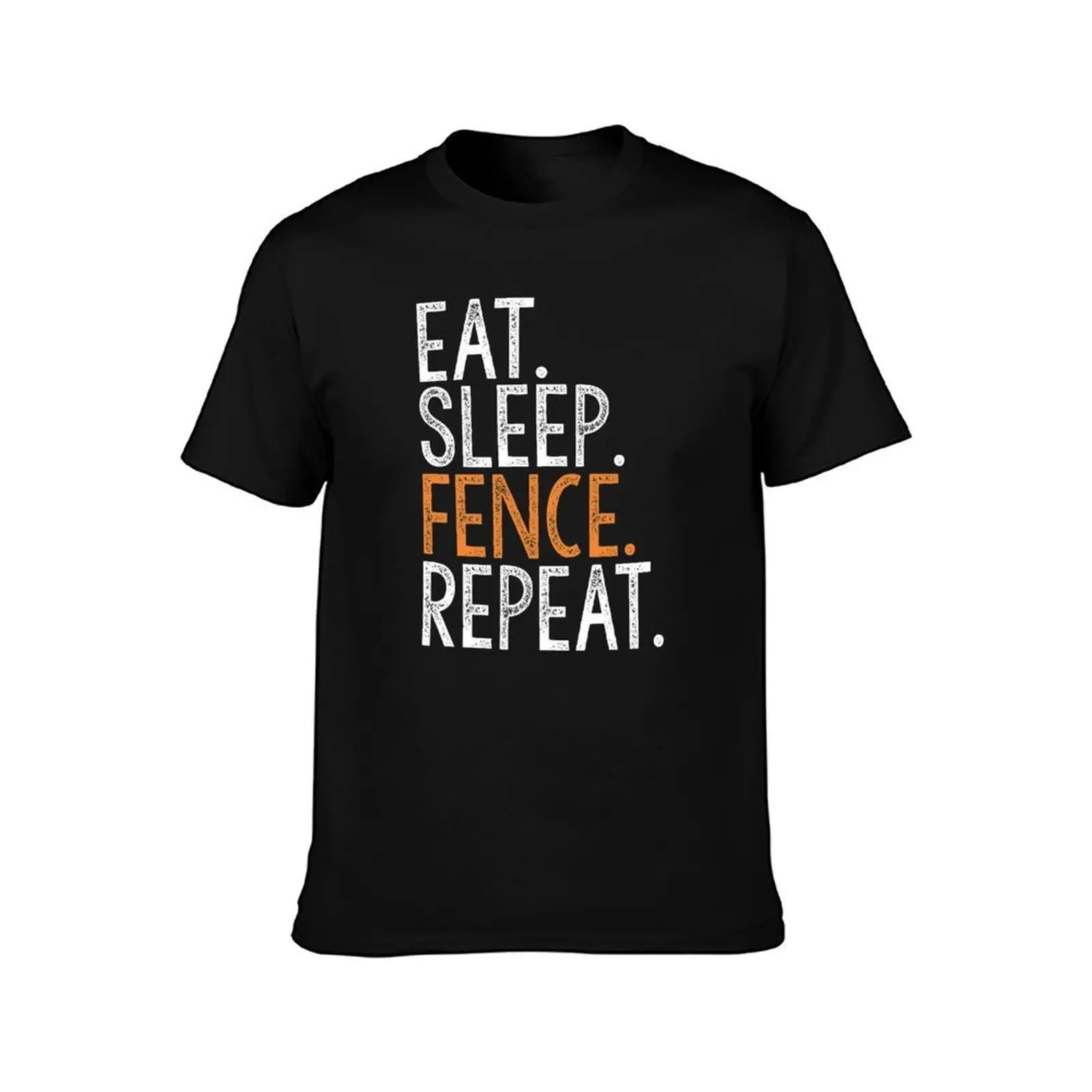 EAT SLEEP FENCE REPEAT T-Shirt, Summer Casual Cotton Tee, Oversized Streetwear Tops, Vintage Graphic Print, Unisex Men Women