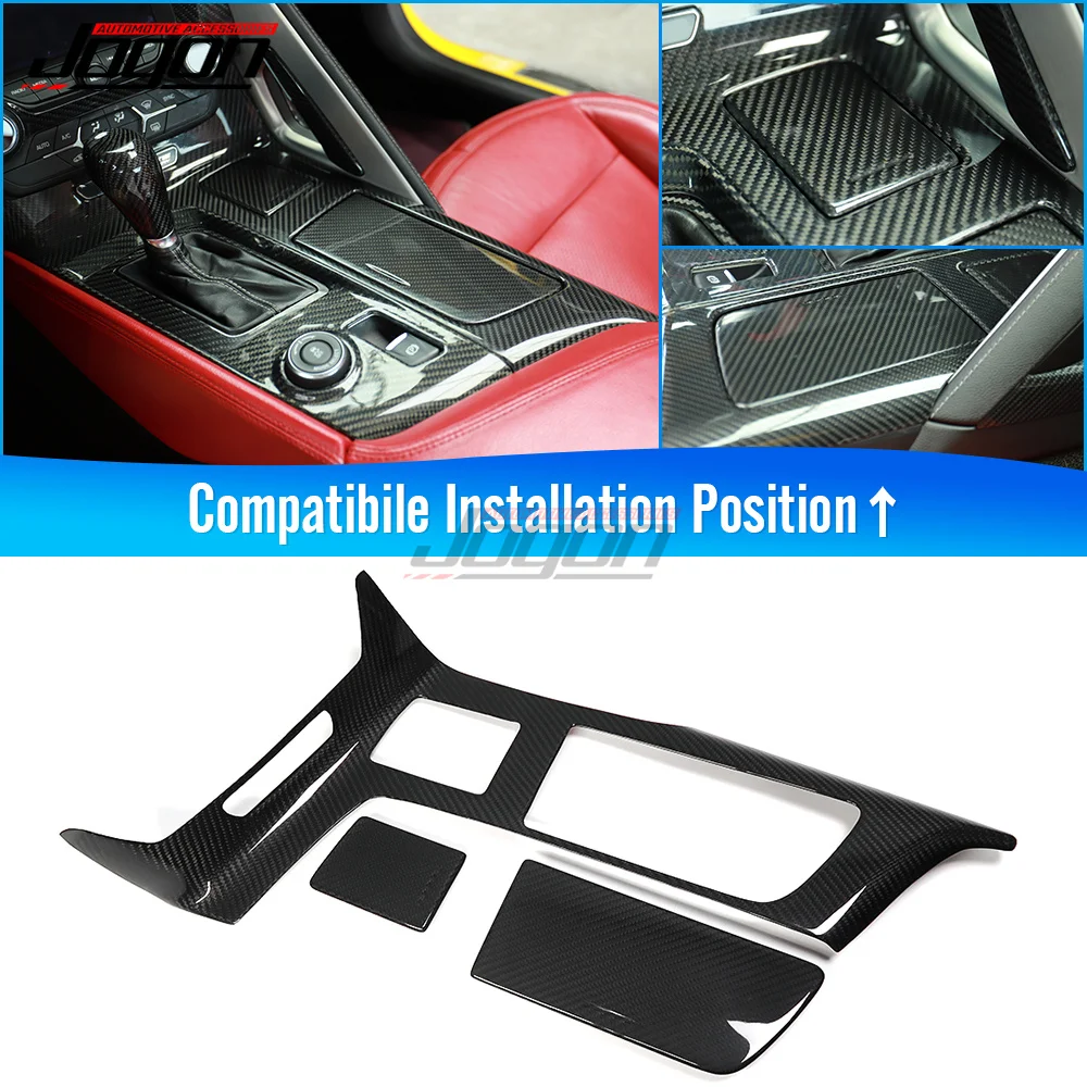

Carbon Fiber For Chevrolet Corvette C7 ZR1 Z06 2014-2019 3 Pcs Control Gear Shift Box Panel Cover Trim Stickers Car Accessories