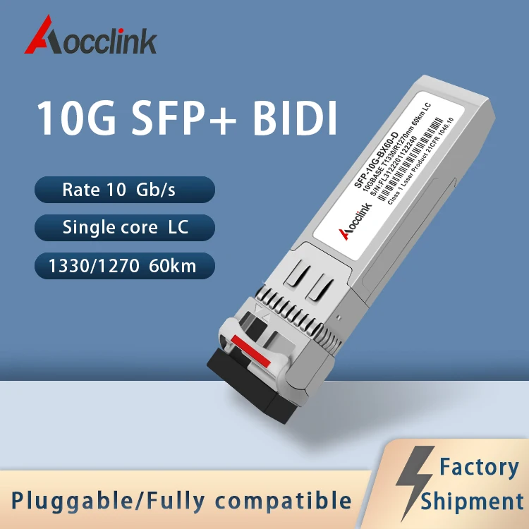 

10G BIDI 60KM SFP+ LC Optical Transceiver Module Single Fiber TX1270nmRX1330nm DDM for Cisco Mikrotik Mellanox switch