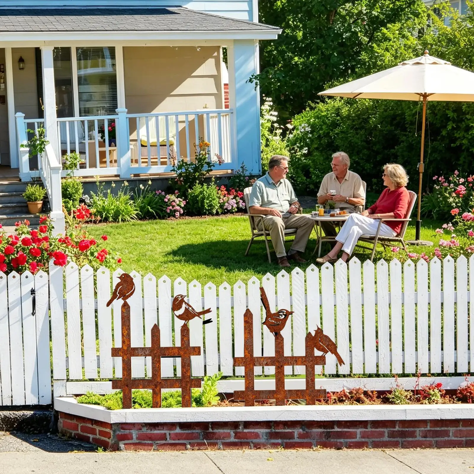 Garden Fence Border 3 Pieces Bird Design Ground Stake Edging Ground Insert Fence For Garden Landscape Backyard Lawn Patio Deck