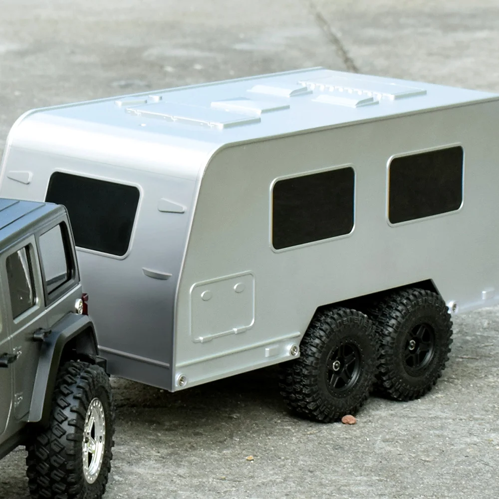 

AUSTAR Travel Camper Trailer Simulation RV Vehicle Rear Open Door Dual-axle RV Car with Hitch for 1/18 RC Crawler TRX4M Upgrade