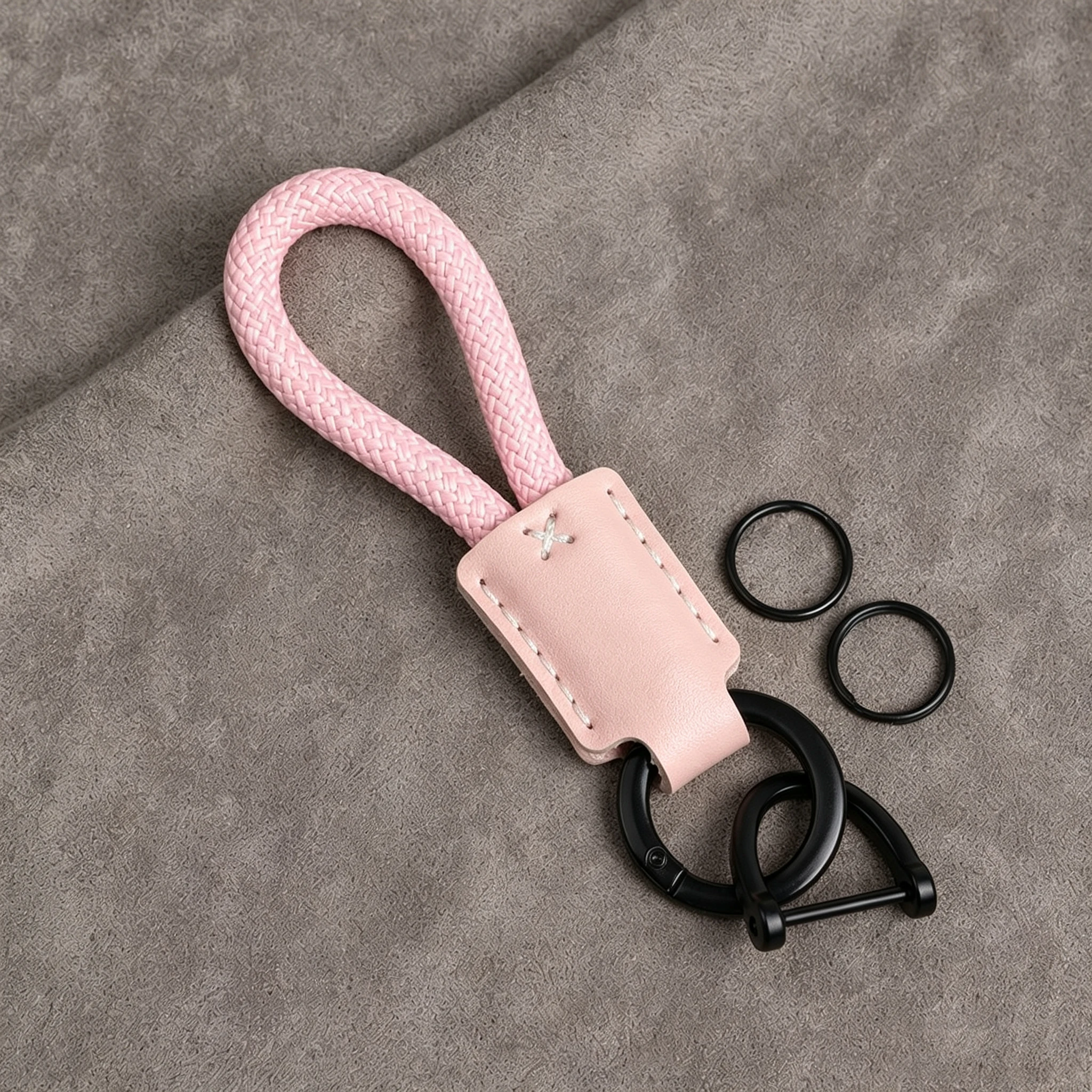 Premium Flocked Cord & Leather Series: Car Keychains, Phone Lanyards, and High-End Anti-Loss Key Rings/Bag Charms