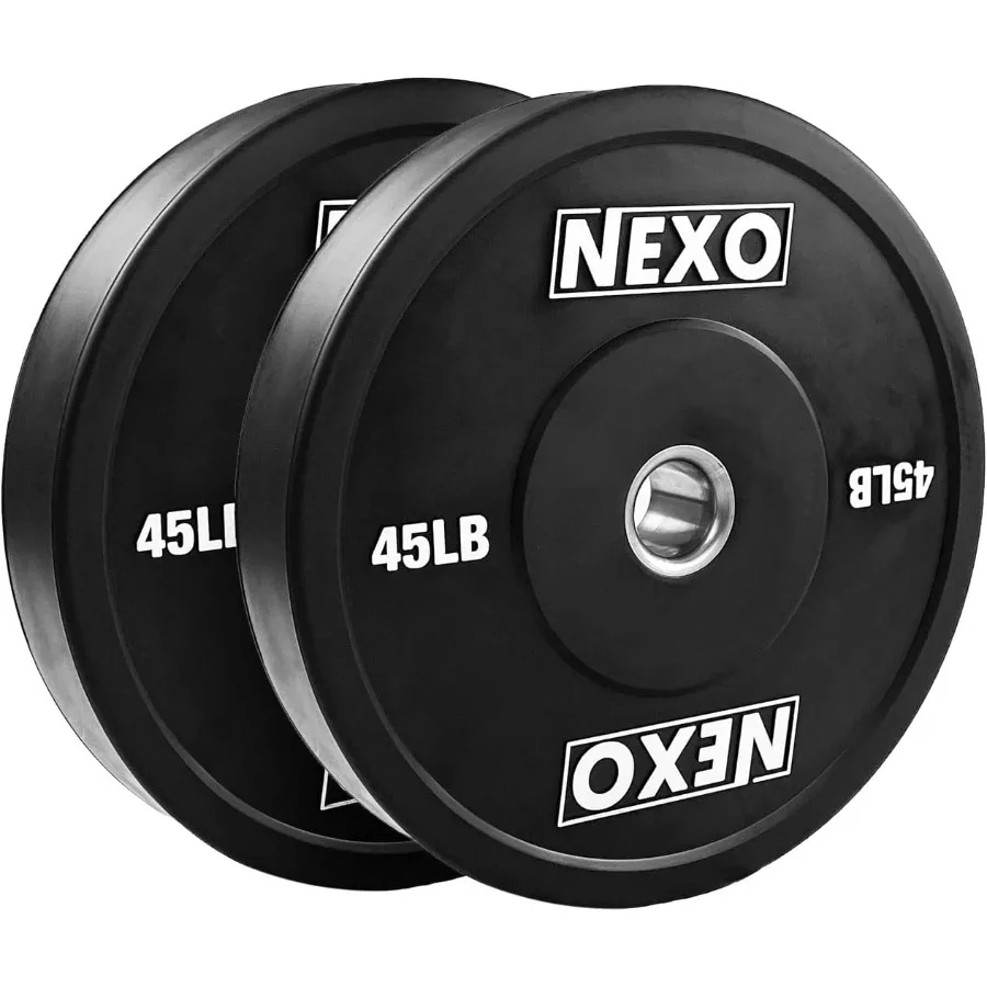 NEXO Placas de parachoques de caucho negro mate: juegos o pares de acabado mate premium para entrenamiento cruzado, levantamiento de pesas, duraderas y sin deslizamiento