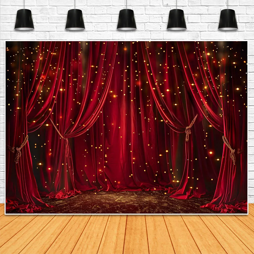 모시카 사진 배경 무대, 레드 커튼, 황금 물방울 무늬, 여성 소녀 아트 사진 배경, 사진 스튜디오 사진 촬영 소품