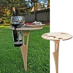 Mini Wood Foldable Wine Holder Outdoor Portable Red Wine Table for Picnic Camp Party Garden Beach Folding Glass Rack Small Desk