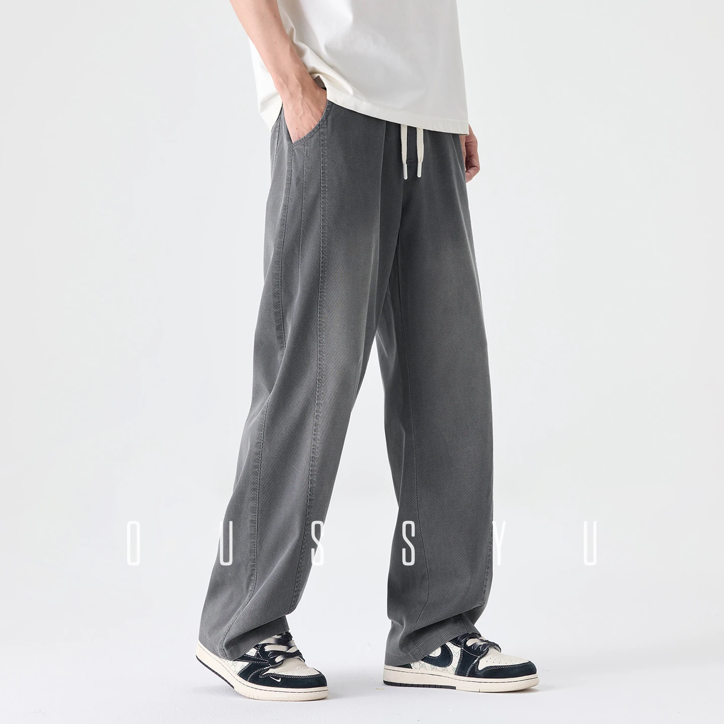 2026 New High Quality Spring Summer Lyocell Fabric Men's Jeans Elastic Waist Breathe Loose Straight Thin Trousers Plus Size 5XL