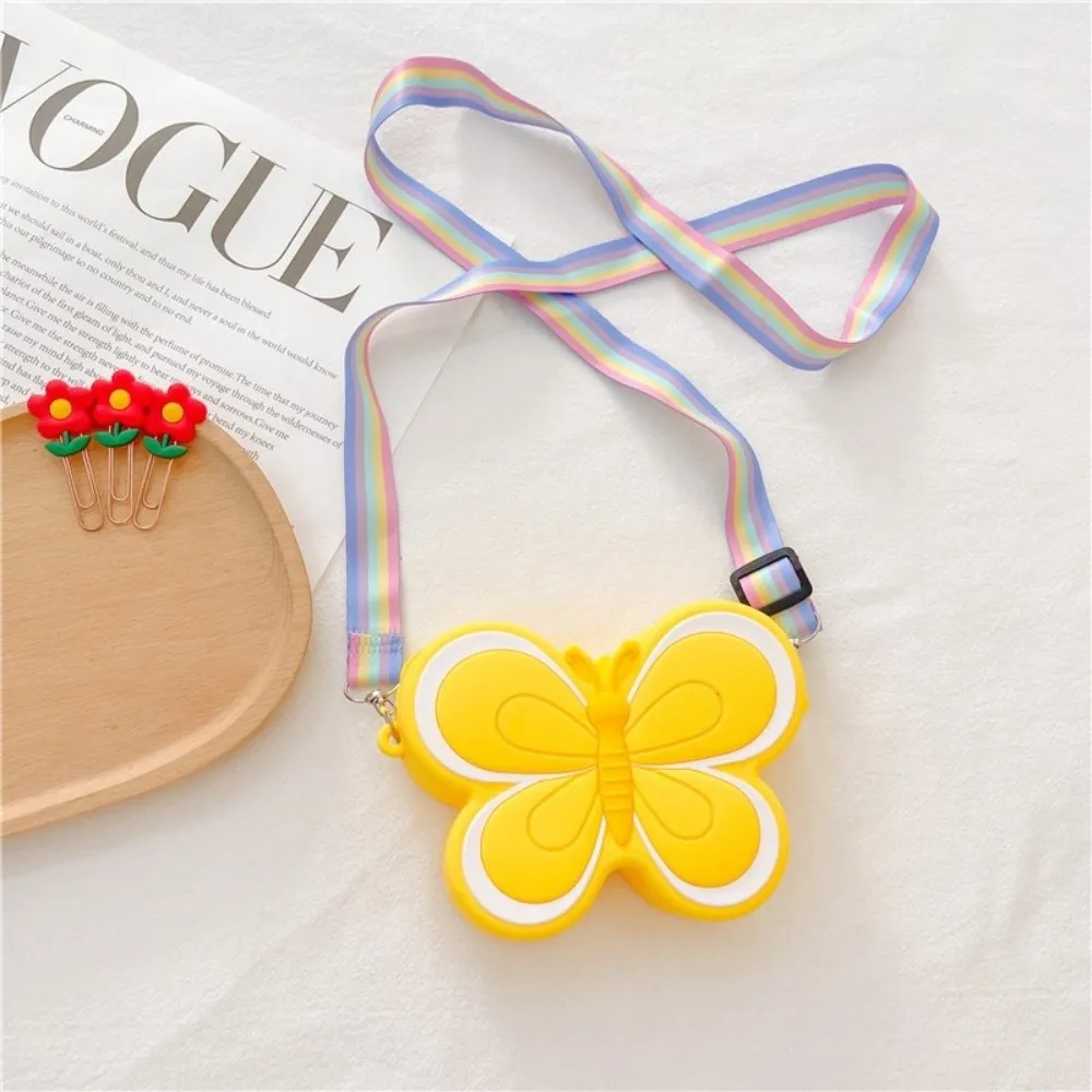 Butterfly Shape Cartoon Children's Bag Silicone Candy Color Butterfly Crossbody Bag Lightweight Waterproof Mini Shoulder Bag