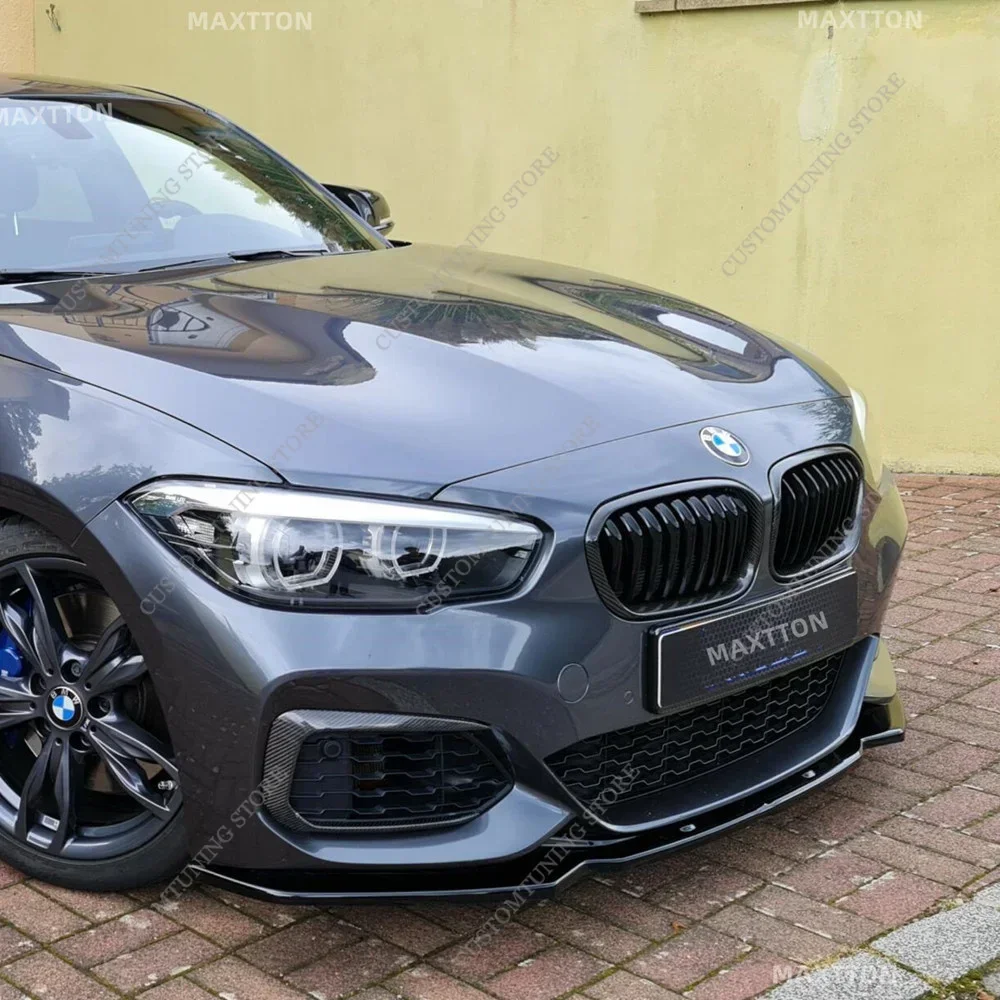 Maxton Style Gloss Black Front Bumper Lip Spoiler Splitter Diffuser For BMW F20 F21 LCI M135i 140i M Sport 2015-2019 Bodykits