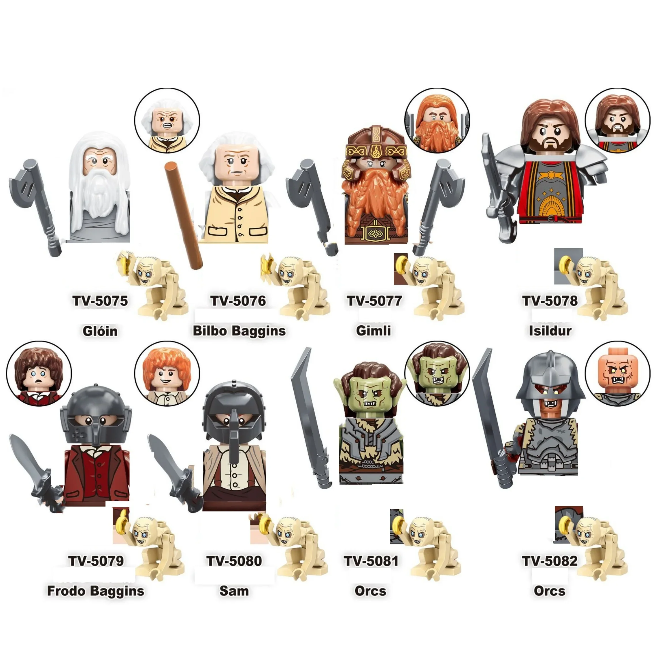 Lord Rings Action Figures Toy Medieval Knight Soldier Orcs Elves Azog Goblin Sauron Aragorn Wars Building Blocks Bricks Gift