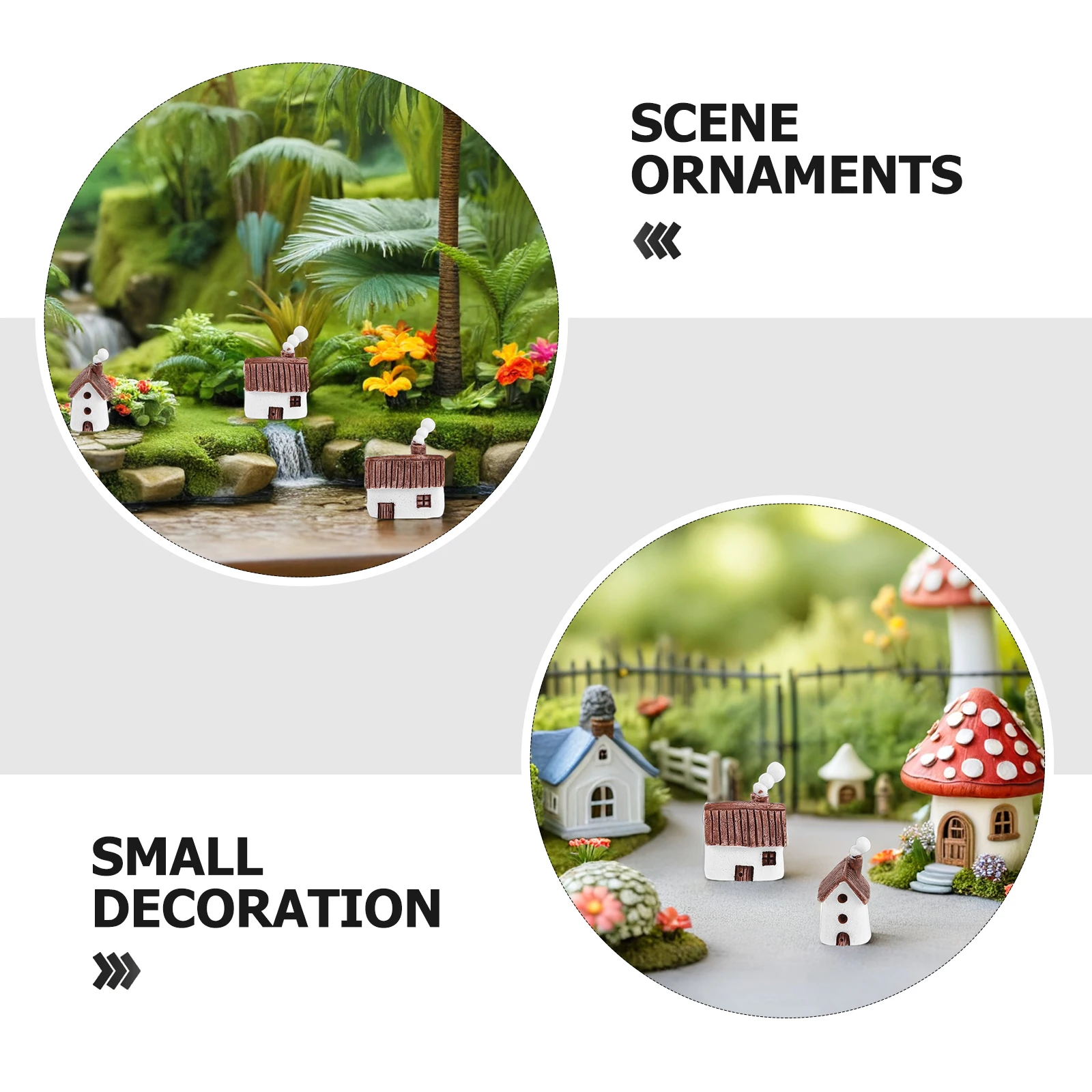 8 قطعة تماثيل منزل مصغرة ديكور المناظر الطبيعية الصغيرة الراتنج خمر كوخ لحديقة الجنية تررم ديكور المنزل صغير