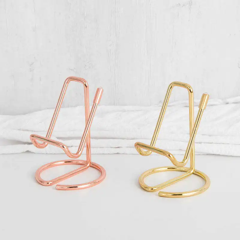 1PC Metal Lazy Wire Mobile Phone Portable Holder Gold For Ipad Mobile Phone Universal Storage Rack Accessories Desk Decoration image 5