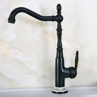 Black Oil Rubbed Brass Kitchen Sink Faucet Washbasin Faucets Single Lever Cold & Hot Water Mixer Bathroom Taps Deck Mount Lnf653