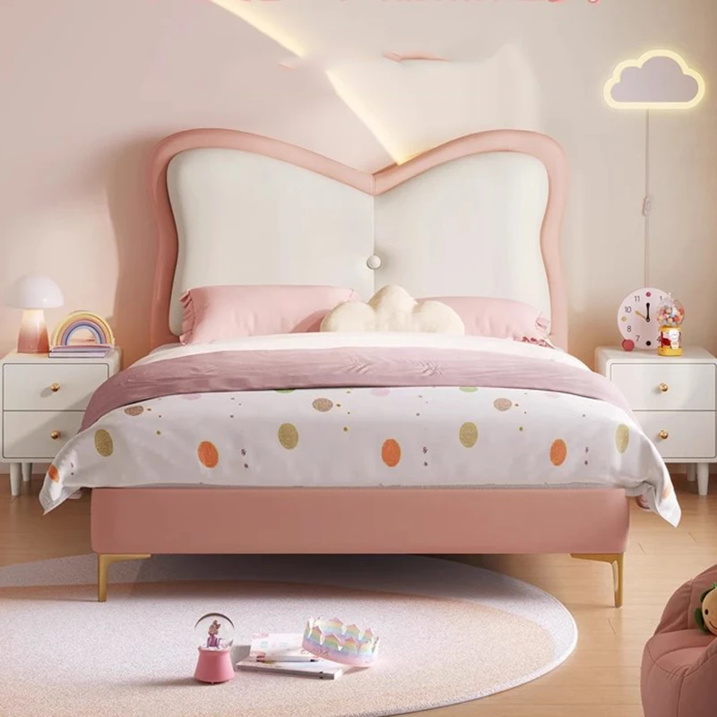 Unique Modern Wood Bed Simple White Pretty Children Frame Double Bed Beauty Princess Camas Moderrnas Inteligentes Furniture