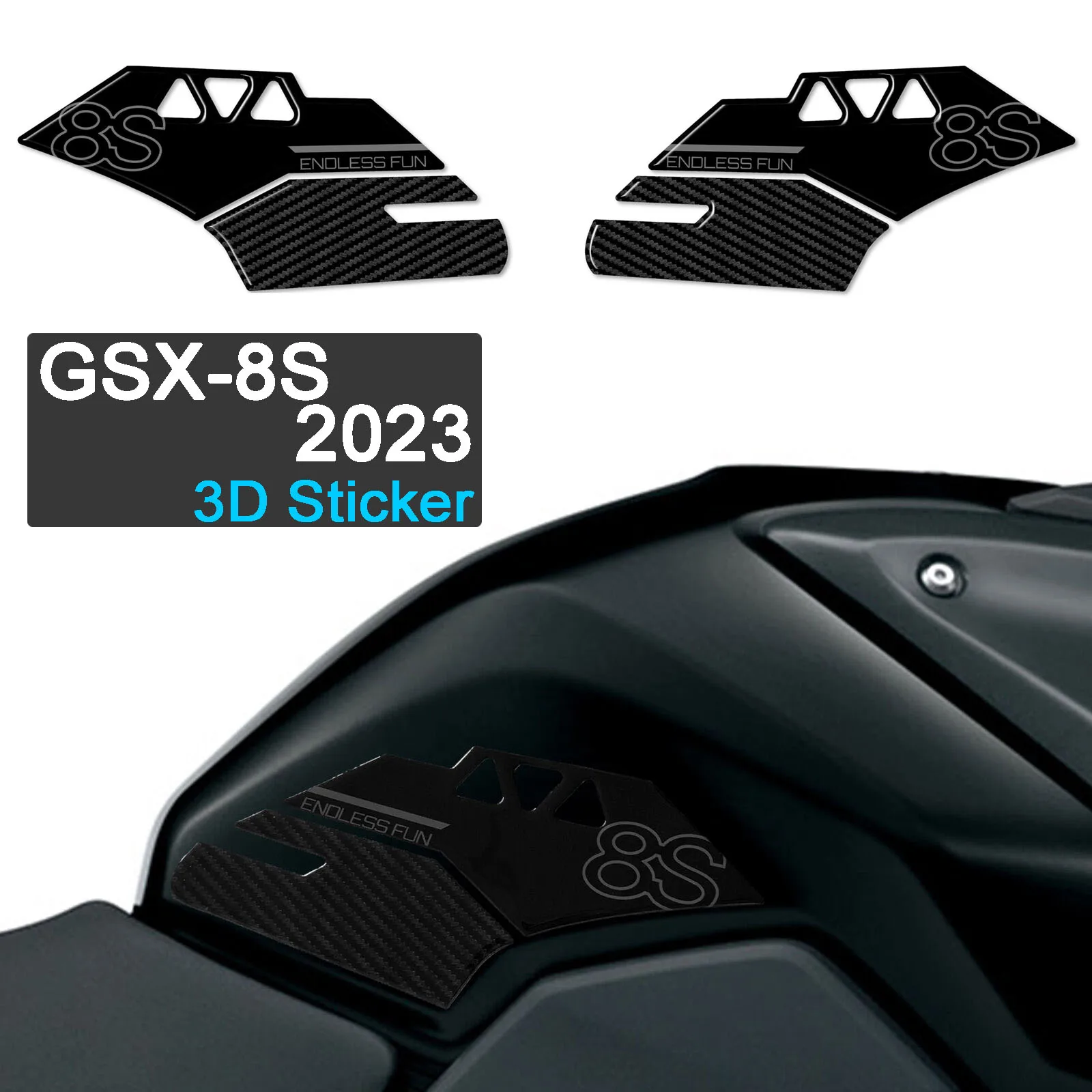 

For Suzuki GSX-8S GSX 8S 2023 Motorcycle Fuel Tank Guard Kit 3D Epoxy Resin Sticker Protection Decal Stickers