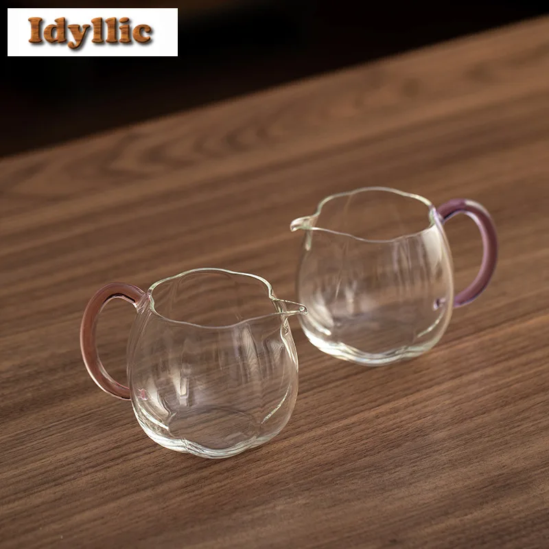 

320 мл стеклянный кувшин для чая с высокой боросиликатной цветной ручкой, разделитель ча-ча-хай, диспенсер для чая, чашка правосудия, кухоль, чайная посуда, подарок