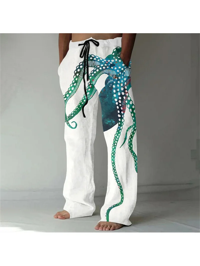 Popular 2025 New Octopus 3D Printed Casual Sports Running Pants Japanese Harajuku Style Men's Pants Wide Legs Pants