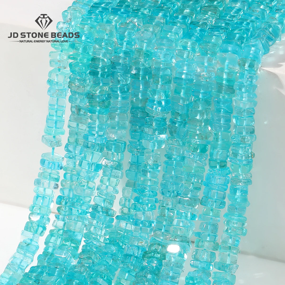 

3-4mm Natural Stone Blue Apatite Irregular Square Bead Loose Spacer Bead for Jewelry Making DIY Bracelet Necklace Accessory 15"