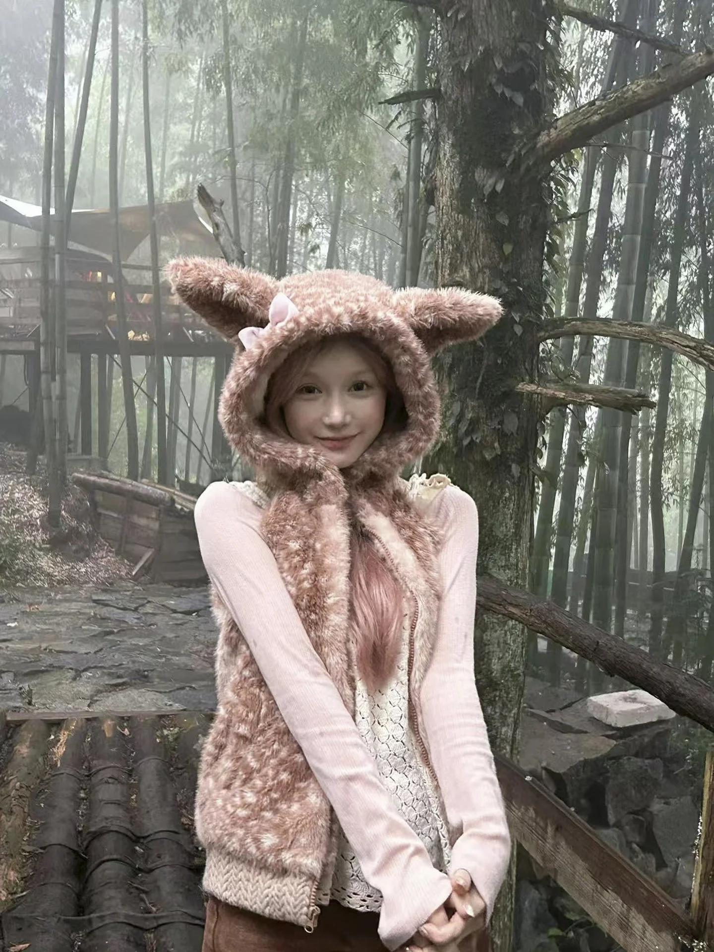 

Жилет кожаный женский Tagkita с принтом оленей, приталенный, модный, осенний